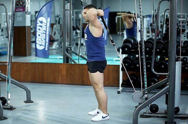 low cable overhead triceps extension