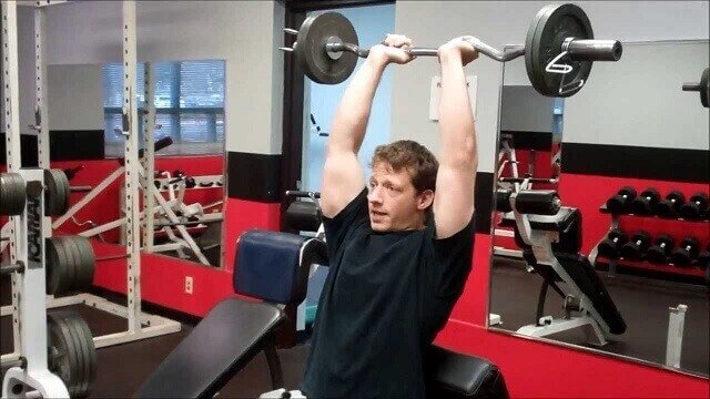 overhead ez bar triceps extensions